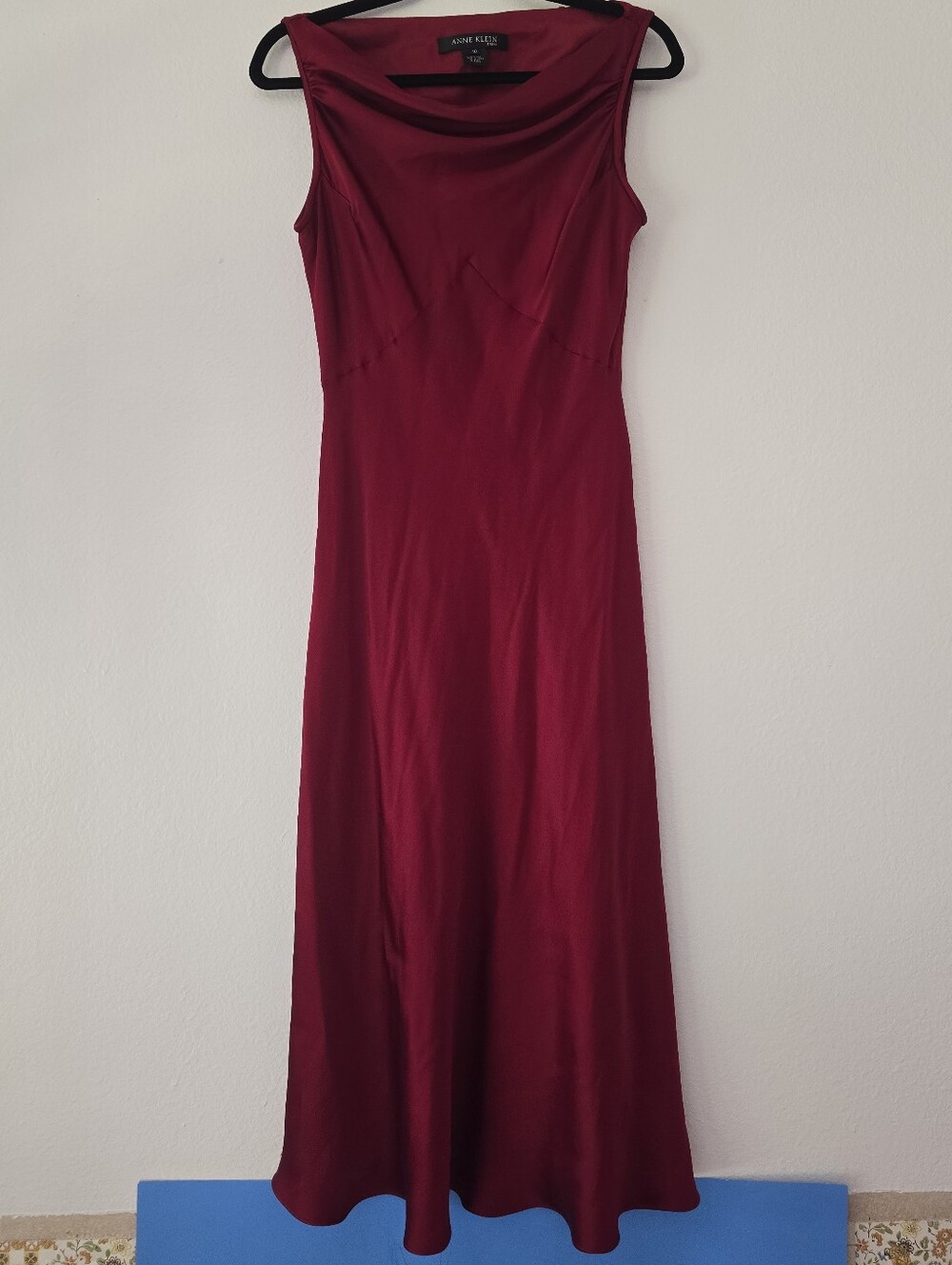Anne Klein Silk Burgundy Sleeveless Maxi Dress